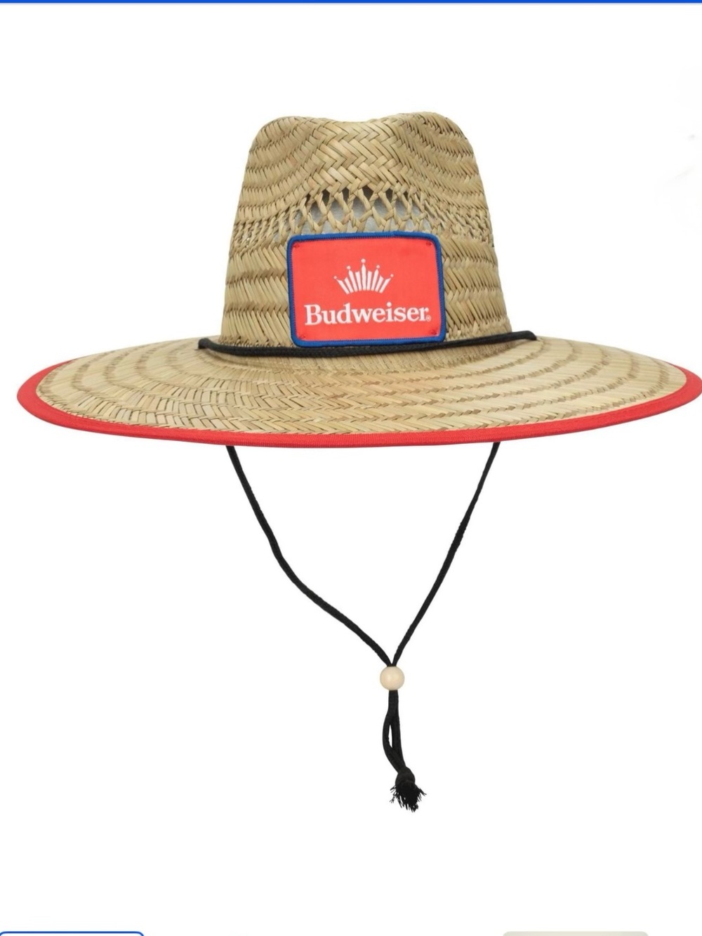 Budweiser Men’s Straw Lifeguard Hat One Size Wide Brim Beer Logo Sun Hat